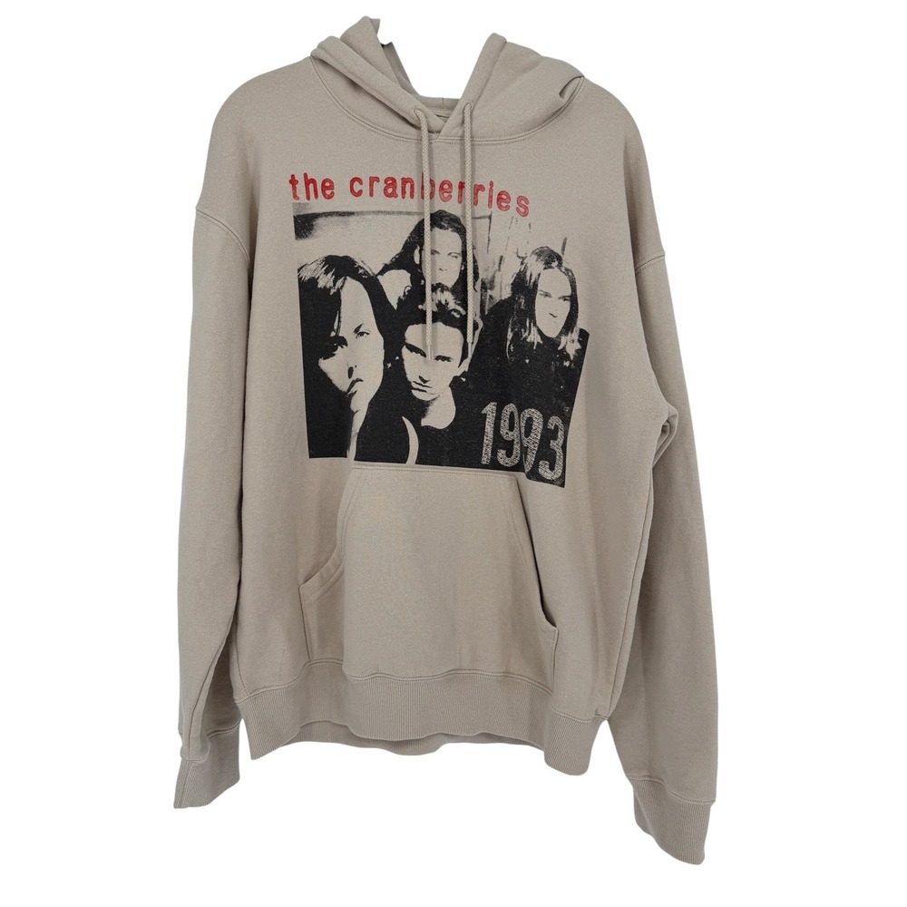 The Cranberries Y2K 1993 Band Hoodie Goodie Two Sleeves Tan Beige Sweatshirt M